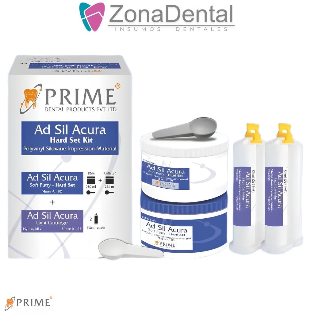 PRIME AD SIL ACURA HARD 2 X 250ML C/U + LIGHT 2 X 50 ML C/U PRIME DENTAL