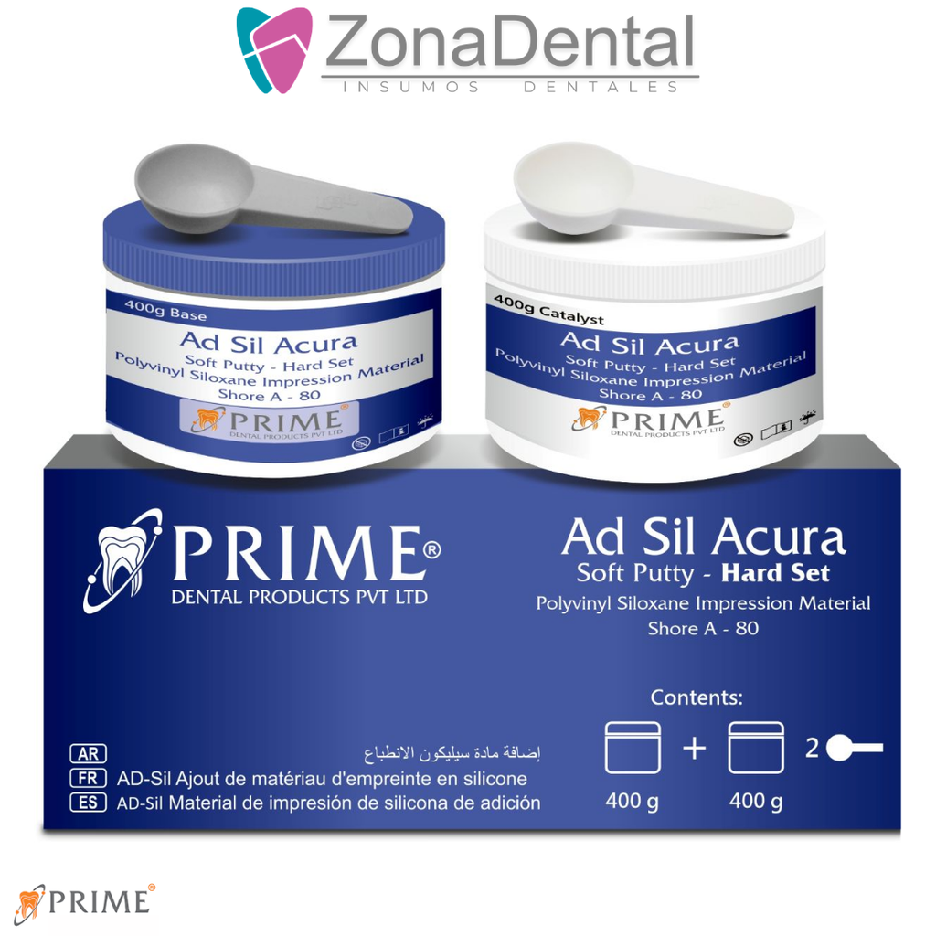 PRIME AD SIL ACURA SOFT Y HARD SET PUTTY 400G B & 400G C PRIME DENTAL