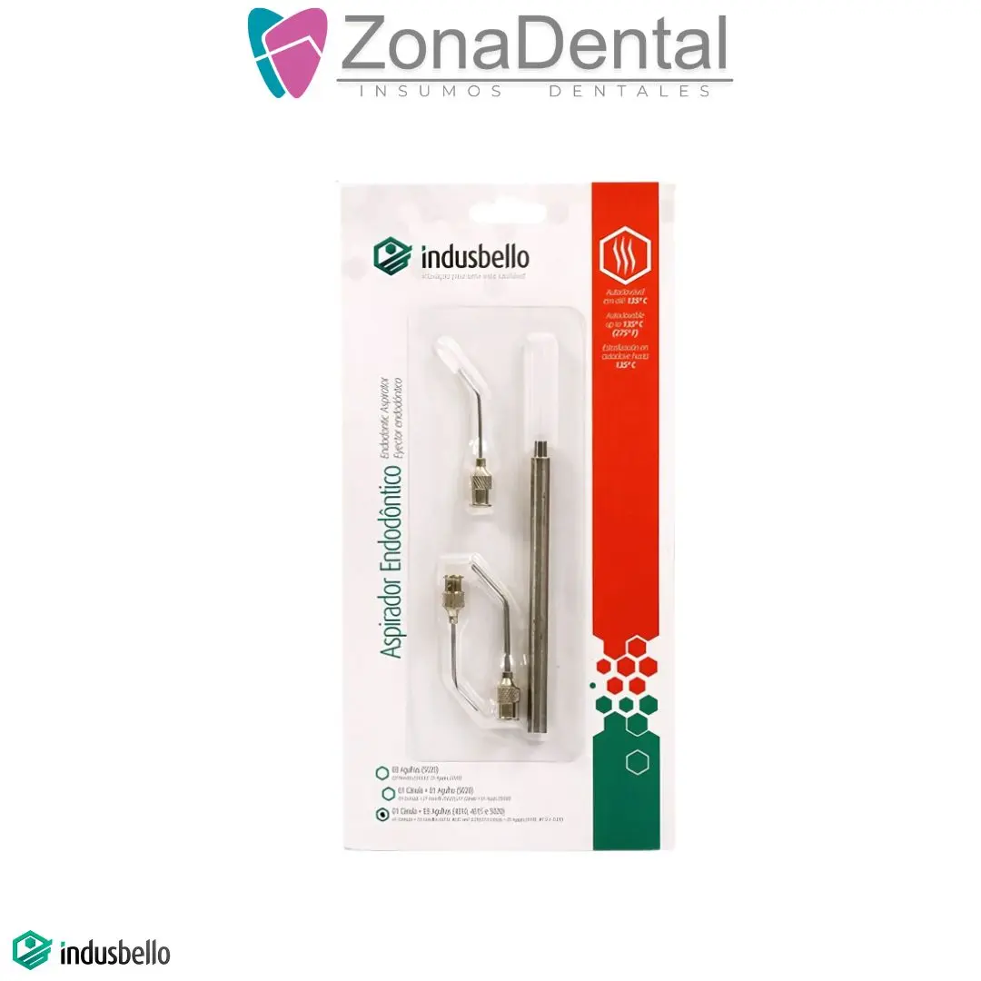 KIT DE ASPIRACION ENDODONTICO 1 CANULA + 3 AGUJAS INDUSBELLO