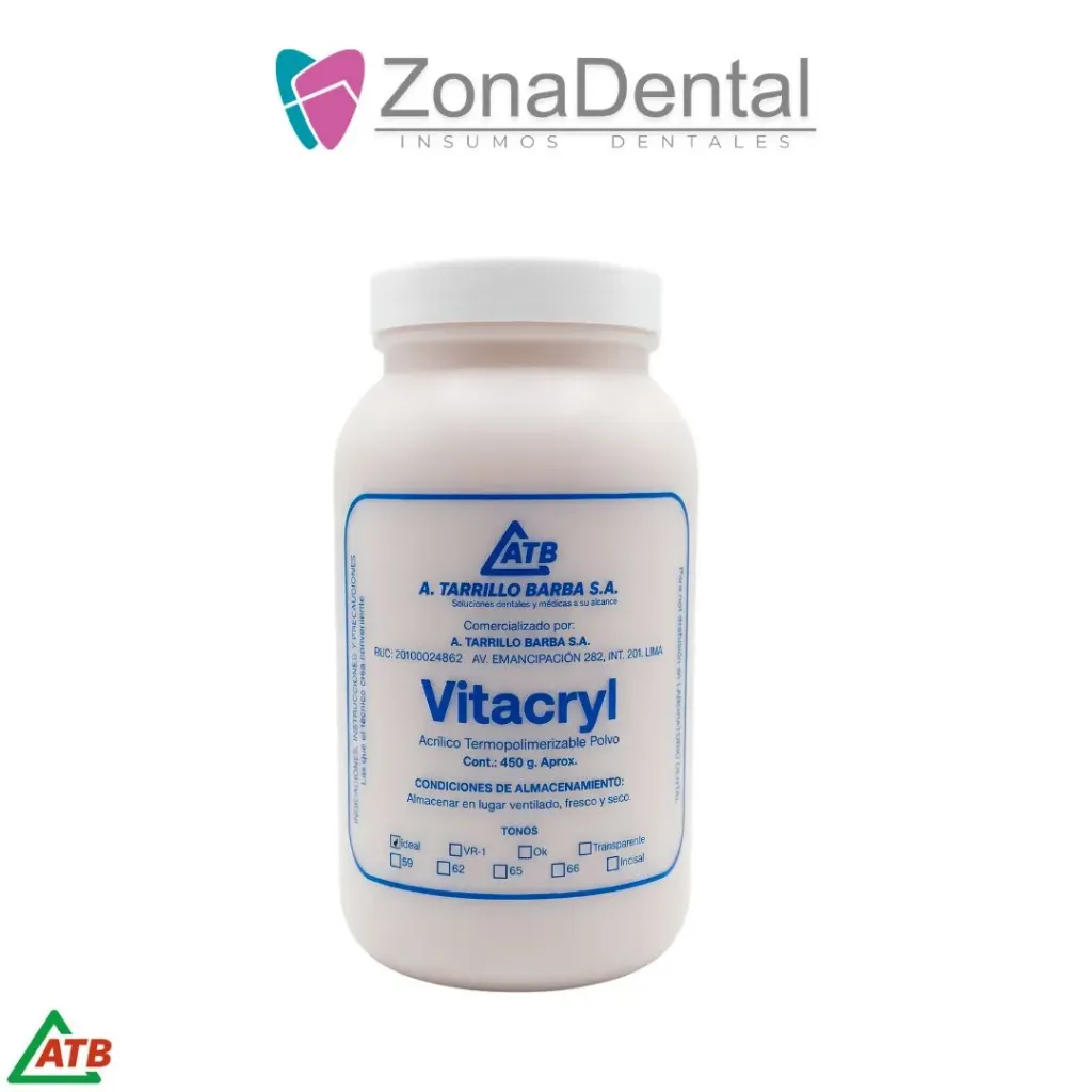 ACRILICO TERMOCURABLE POLVO 450 gr. VITACRYL (TRANS)