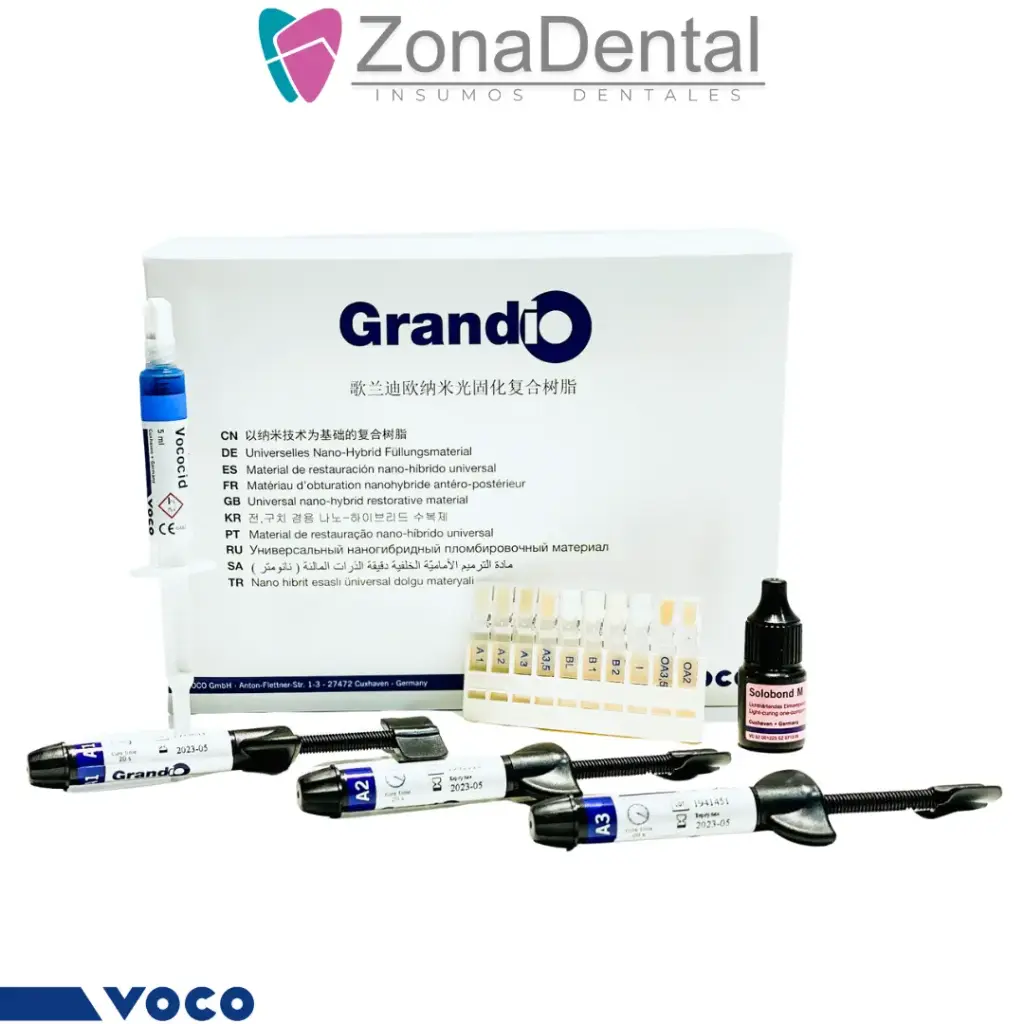 GRANDIO RESINA TRISET x3 jer +ACIDO GRABADOR
+ADHESIVO Y COLORIMETRO VOCO