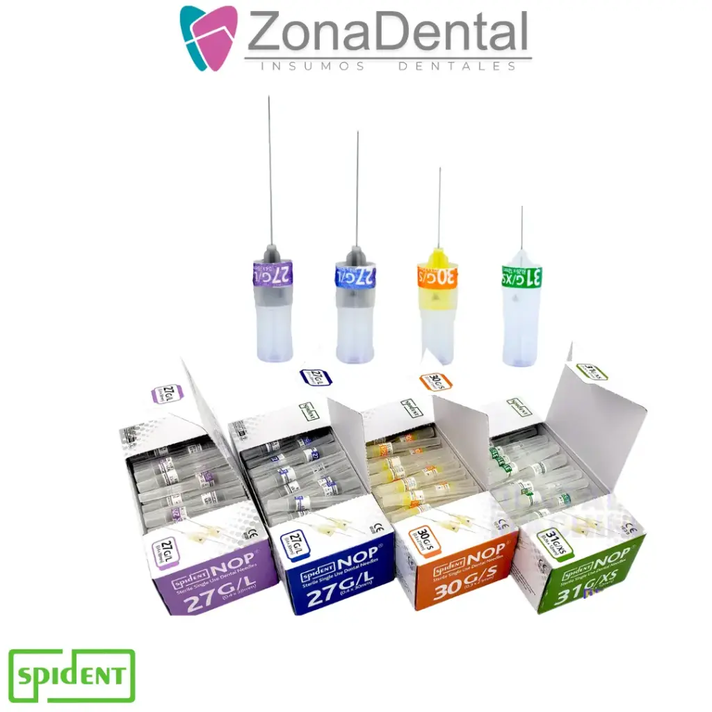 NOP AGUJAS DENTALES 100un SPIDENT (27G/L larga 0.4x30mm)