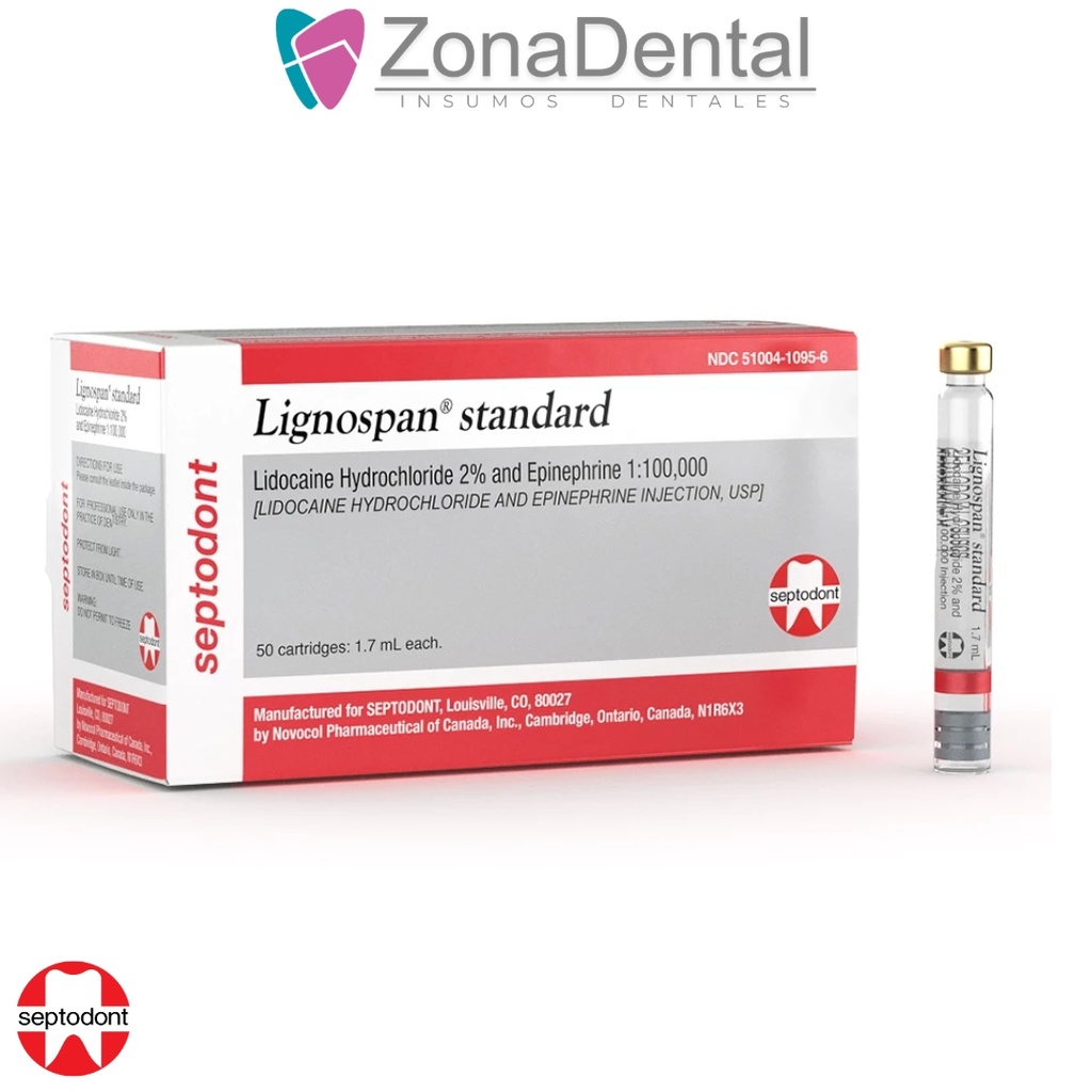 LIDOCAINA 2% Y EPINEFRINA 1:100 ANESTESIA  VIDRIO SEPTODONT