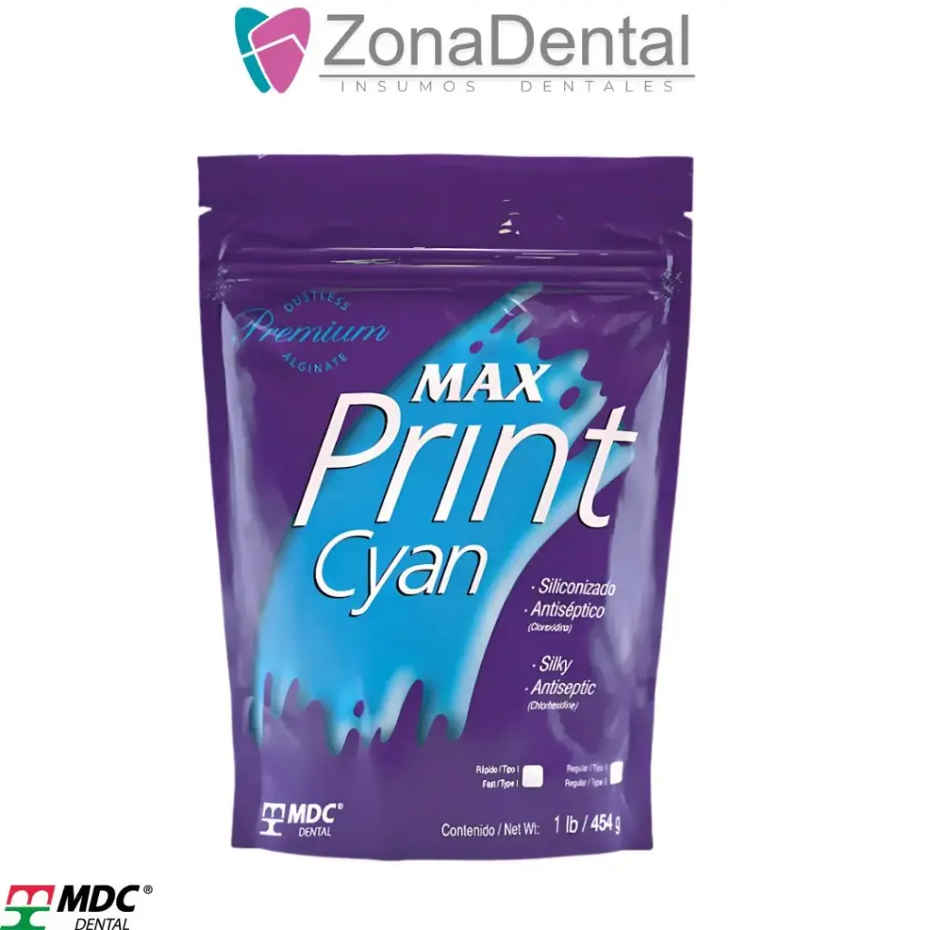 MAX PRINT ALGINATO CYAN 454 gr ANTISEPTICO MDC