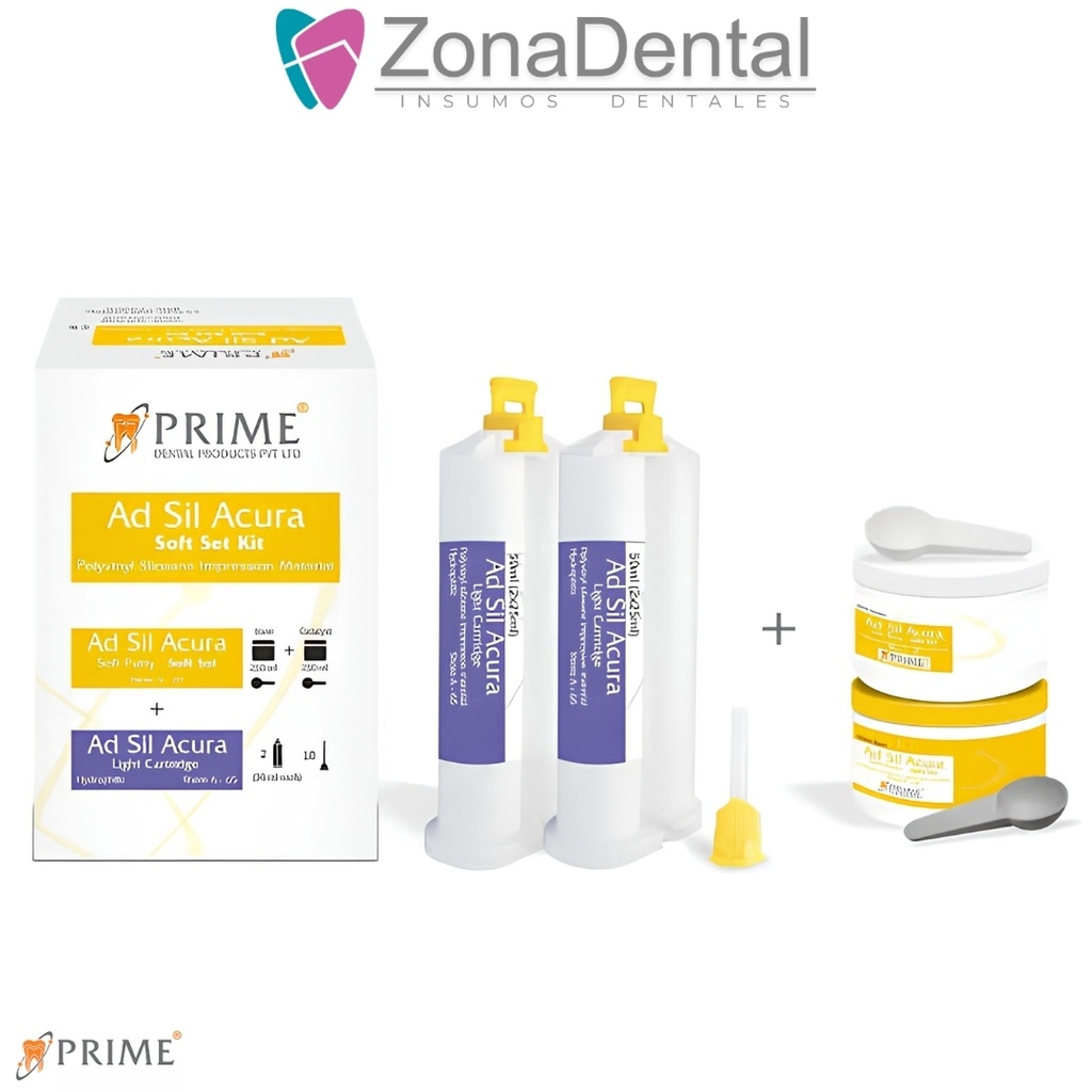 PRIME AD SIL ACURA SOFT 2 X 250ML C/U + LIGHT 2 X 50 ML C/U PRIME DENTAL