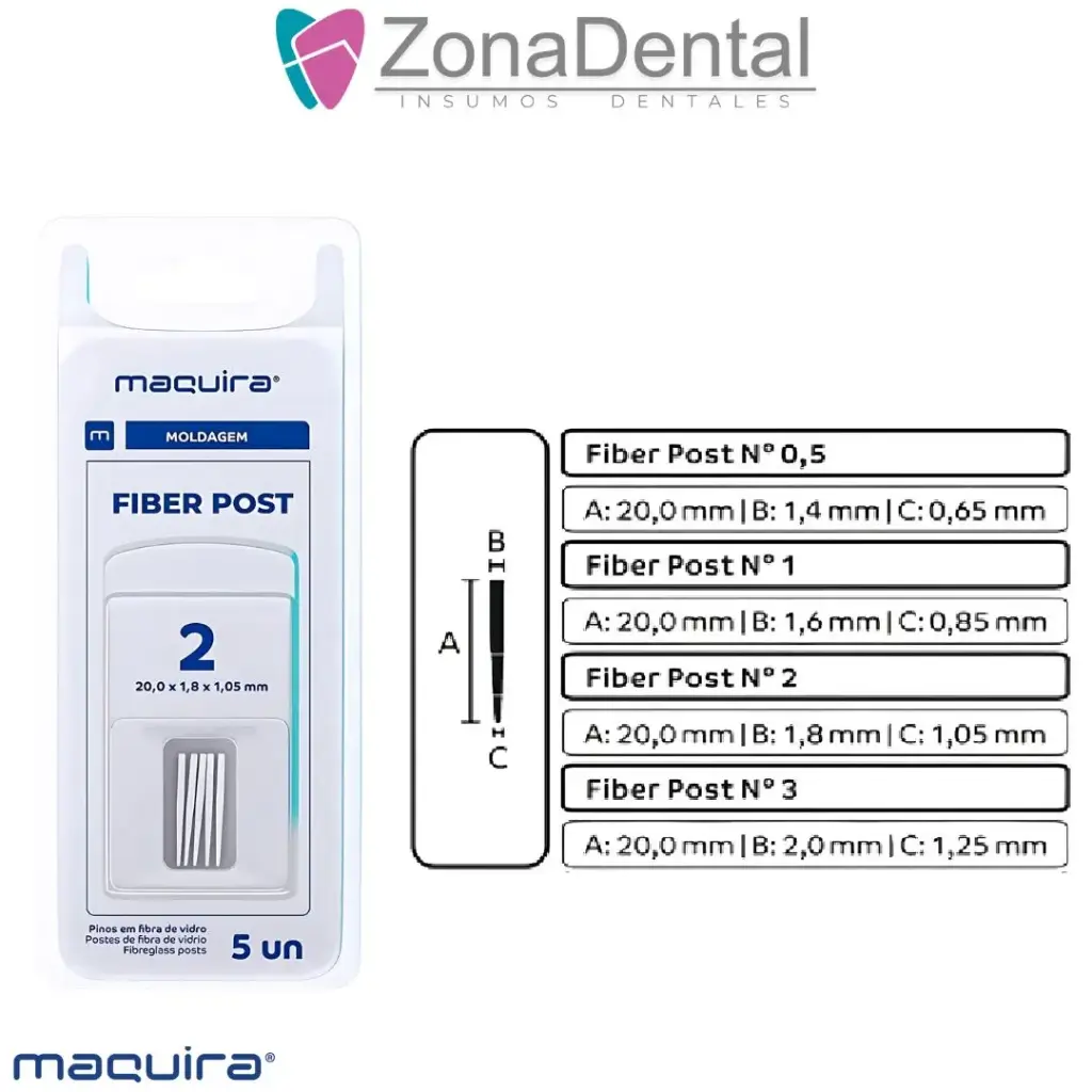 FIBER POST POSTE FIBRA VIDRIO 5un MAQUIRA