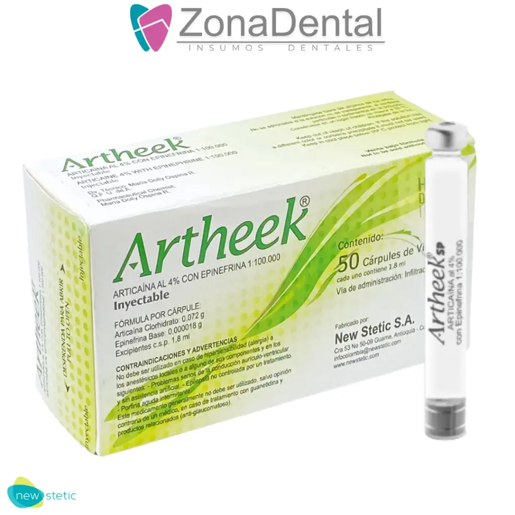 ARTICAINA + EPINEFRINA 4% ANESTESIA 50un ARTHEEK 50un NEW STETIC