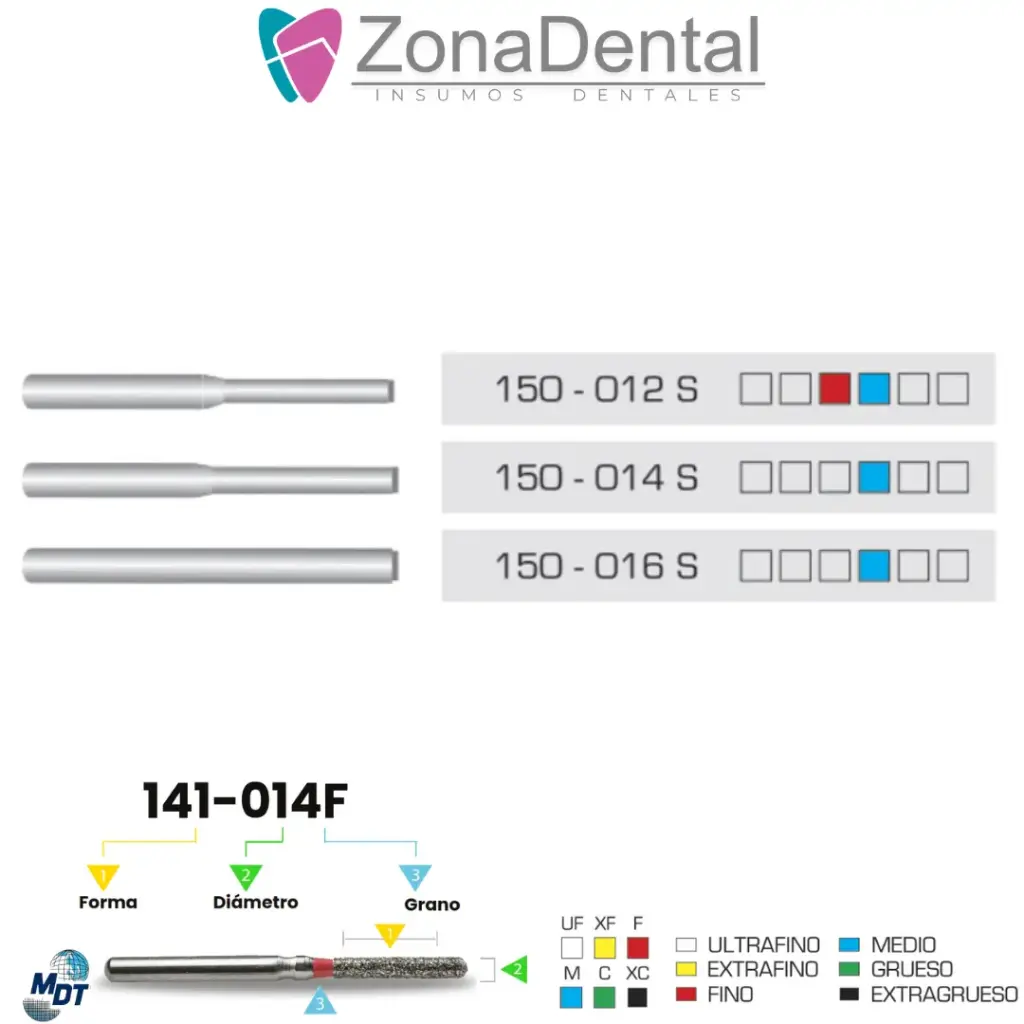 FRESA DE DIAMANTE CILINDRICA PUNTA DE CORTE MDT (012s, Azul)
