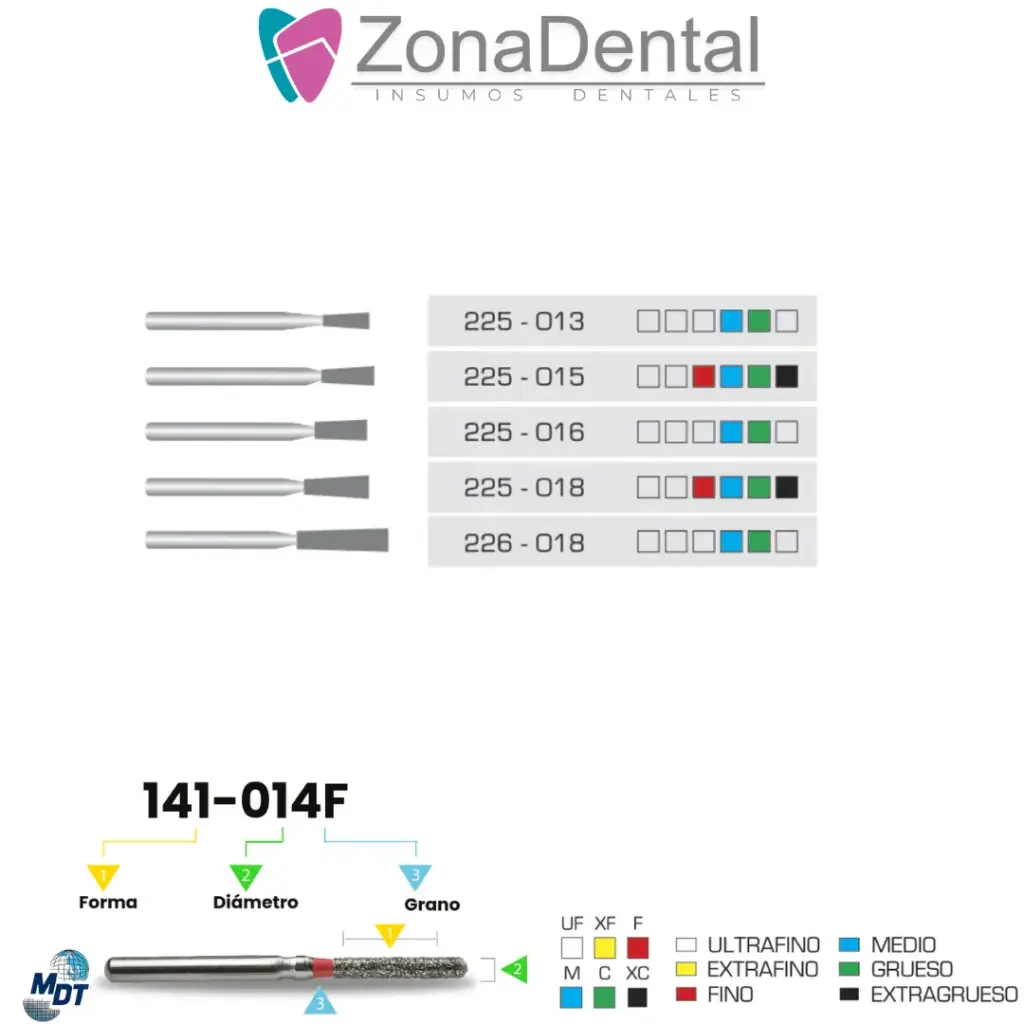 FRESA DIAMANTE CONO INVERTIDO LARGO MDT (225, 016, Azul)
